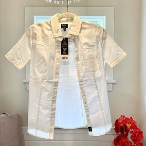 Lee button down white fitted short sleeve shirt